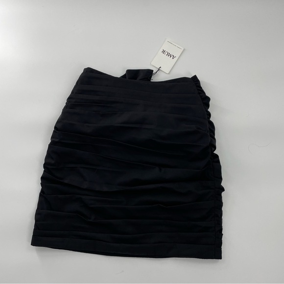 Amur Kehlani Tie skirt Black Rouched *REVOLVE*  NWT Side Zip Mini Skirt - Picture 7 of 15
